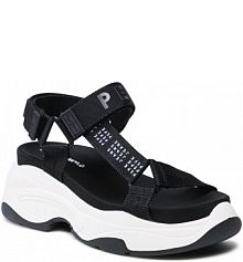 Sandały na koturnie Pepe Jeans czarne 