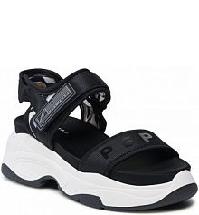 Sandały na koturnie Pepe Jeans czarne Grub Zebra PLS90565 Black 999