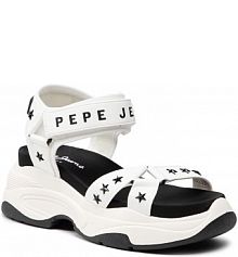 Sandały na koturnie Pepe Jeans białe 