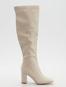 Długie kozaki na wysokim obcasie Reserved kremowe dziecięce 0972L-01X