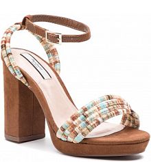 Sandały na słupku Pepe Jeans brązowe 