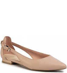 Baleriny TOMMY HILFIGER różowe dziecięce Feminie Leather Ballerina FW0FW04759 Sndbank TRK