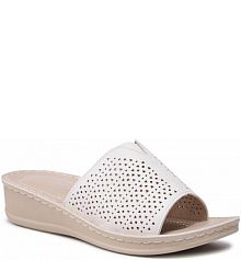 Klapki eleganckie Clara Barson białe damskie 