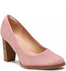 Półbuty na obcasie Clarks różowe damskie Kaylin Cara 2 261657844 Rose Suede