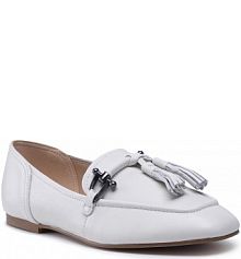 Lordsy Clarks beżowe Pure2 Tassel 261644224 White Leather