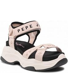 Sandały na koturnie Pepe Jeans różowe Grub Star PLS90567 Pinkish 303