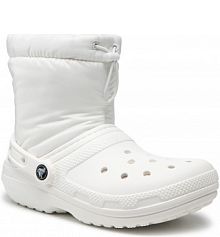 Botki Crocs białe damskie Classic Lined Neo Puff Boot 206630 White/White