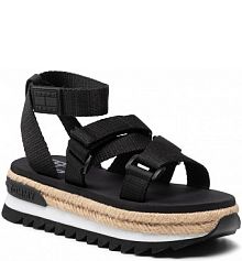 Sandały na koturnie Tommy Jeans czarne Rope Cleated Sandal EN0EN01804 Black BDS