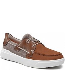 Półbuty sznurowane Timberland brązowe męskie Seneca Bay Mixed Media Boat TB0A2948F13 Rust Nubuck