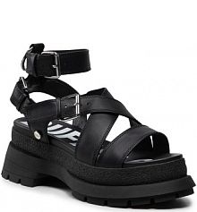 Sandały na koturnie Buffalo czarne 