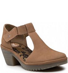 Półbuty na obcasie Fly London brązowe damskie Whizfly P501299005 Sand