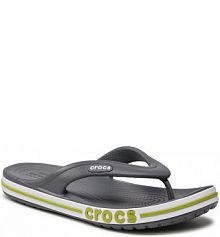Japonki Crocs szare dziecięce Bayaband Flip 205393 Charcoal/Volt Green