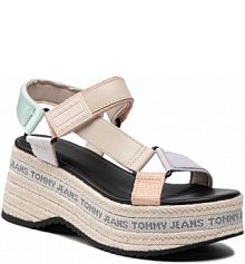 Sandały na koturnie Tommy Jeans kolorowy Wedge Sandal EN0EN01810 Oxygen L4T