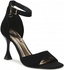 Sandały na szpilce Karino czarne 4109/003-P /Welur