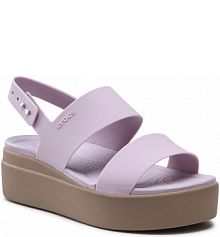 Sandały na koturnie Crocs fioletowe Brooklyn Low Wedge W 206453 Mauve Mist/Mushroom