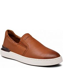 Półbuty wsuwane Clarks brązowe męskie Courtlite Slip 261654897 Tan Leather