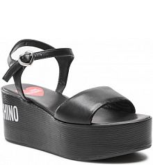 Sandały na koturnie LOVE MOSCHINO czarne JA16197I0EIER000  Nero