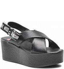 Sandały na koturnie LOVE MOSCHINO czarne 