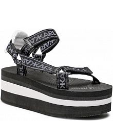 Sandały na koturnie KARL LAGERFELD czarne 