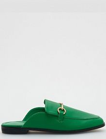 Skórzane klapki mule Reserved zielone damskie 1408L-77X