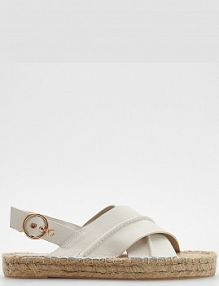 Espadryle ze skórzaną cholewką Reserved kremowe dziecięce 1376L-01X