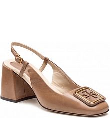 Sandały na słupku Tory Burch brązowe 