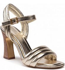 Sandały na słupku Tory Burch złote 