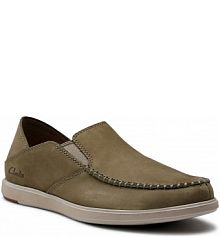 Półbuty wsuwane Clarks zielone męskie Bratton Slip 26165844 Olive Nubuck