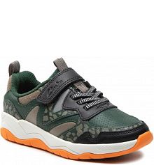 Buty na rzepy Clarks zielone, kolorowy dziecięce Clowder Run K 261661117 S Khaki Combi