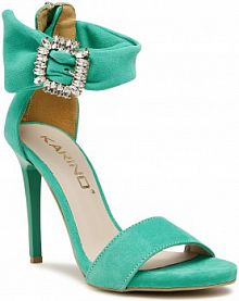 Sandały na szpilce Karino zielone 4417/066-P /Welur