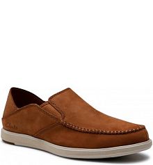 Półbuty wsuwane Clarks brązowe męskie Bratton Slip 261649937 Dark Tan Nubuck