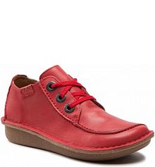 Półbuty sznurowane Clarks czerwone damskie Funny Dream 261668174 Red Leather