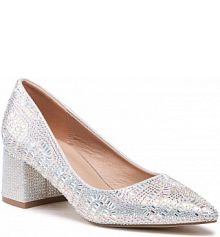 Półbuty wsuwane Menbur srebrne damskie 23449 Plata 0009