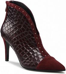 Botki na szpilce Baldowski bordowy 