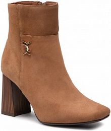 Botki na słupku Karino brązowe 4328/005-P Rudy/Welur