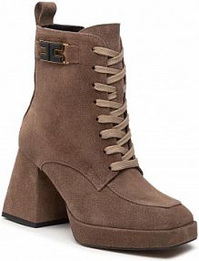 Botki na słupku Karino brązowe 4499/008-P Taupe/Welur