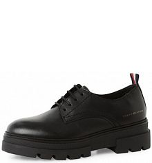 Buty sznurowane ze skóry czarne Tommy Hilfiger damskie