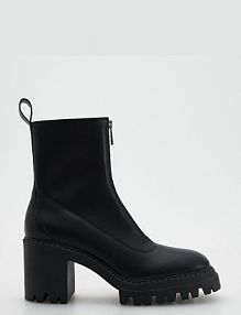 Skórzane botki z ozdobnym zamkiem Reserved czarne 5958O-99X