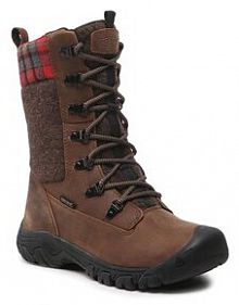 Śniegowce Keen brązowe damskie Greta Tall Boot Wp 1026599 Brown/Red Palid
