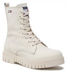 Trapery Tommy Jeans beżowe damskie Lace Up Wmns Boot EN0EN01992 Ivory YBI