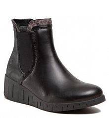 Botki na koturnie Rieker czarne Y1383-01 Schwarz