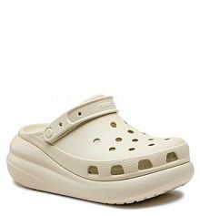 Klapki na koturnie Crocs beżowe 
