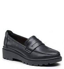 Półbuty wsuwane Clarks czarne damskie Calla Ease 261676864 Black Leather