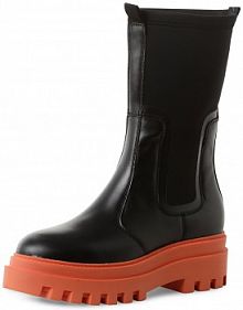 Skórzane kozaki  czarne/pomarańczowe Calvin Klein Jeans damskie