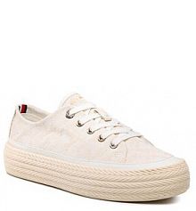 Półbuty sznurowane Tommy Hilfiger beżowe damskie 