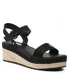 Sandały na koturnie Pepe Jeans czarne Witney Logo PLS90551 Black 999