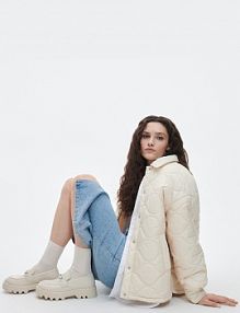 Mokasyny na grubej podeszwie Reserved kremowe damskie 7454S-01X