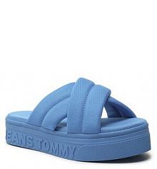Klapki na koturnie Tommy Jeans niebieskie 