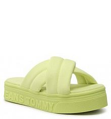 Klapki na koturnie Tommy Jeans zielone 