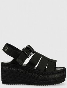 Sandały na koturnie Pepe Jeans  czarne PLS90577